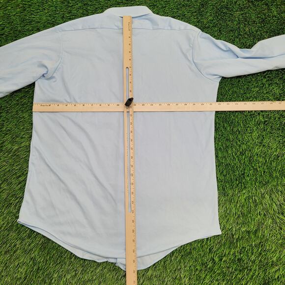 Vintage 80s Van-Heusen MOD Button Shirt Large 22x30 Blue - Picture 3 of 12